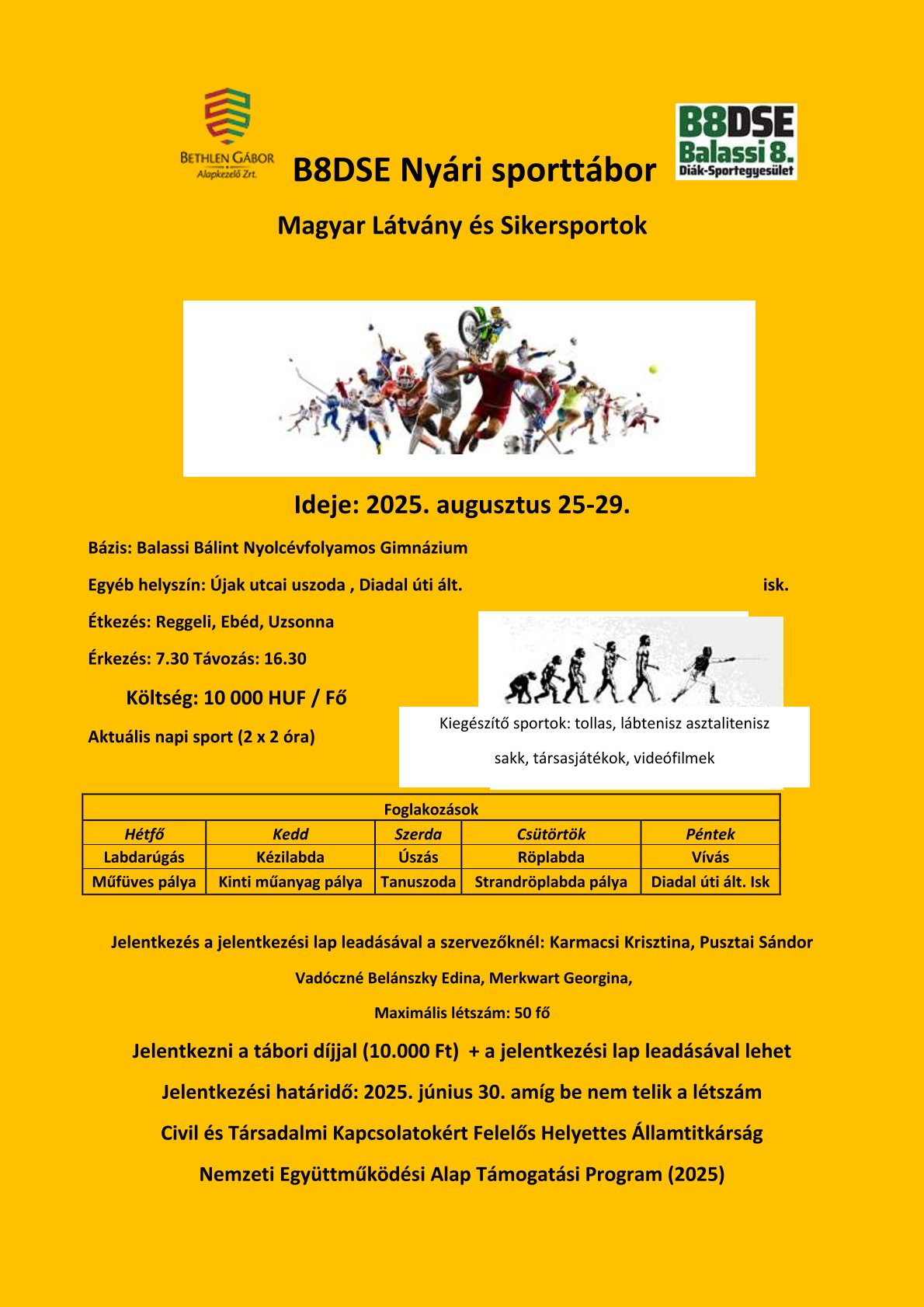 B8DSE Nyári sporttábor - Magyar Látvány és Sikersportok